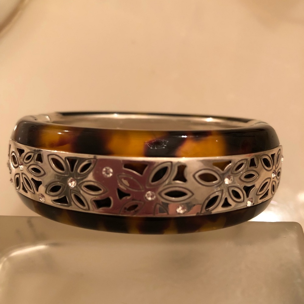 Brighton Tortoise/Silver Hinge Bangle.